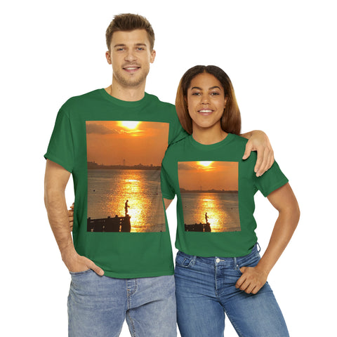 Fishing at Sunset Unisex Heavy Cotton Tee