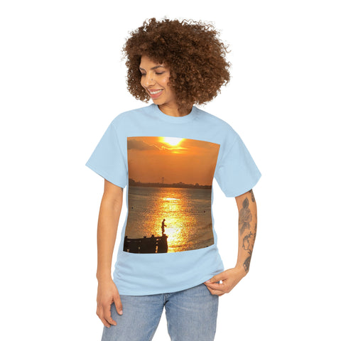 Fishing at Sunset Unisex Heavy Cotton Tee