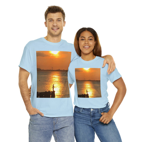 Fishing at Sunset Unisex Heavy Cotton Tee