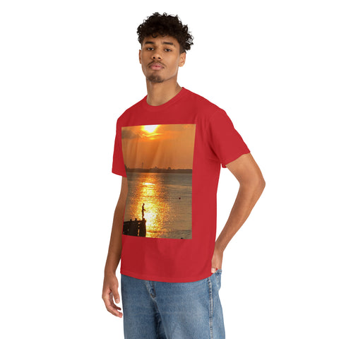 Fishing at Sunset Unisex Heavy Cotton Tee