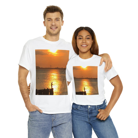 Fishing at Sunset Unisex Heavy Cotton Tee