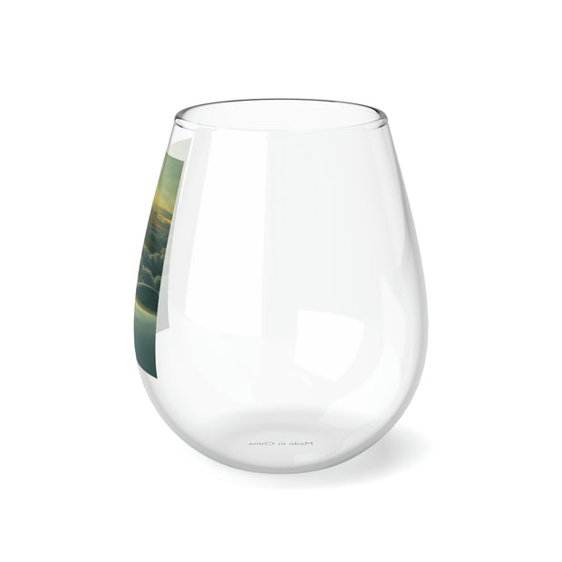 Green Sunset Stemless Wine Glass, 11.75oz