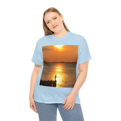 Fishing at Sunset Unisex Heavy Cotton Tee