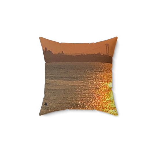 Bridge at Sunset Polyester Square Pillow