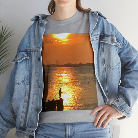 Fishing at Sunset Unisex Heavy Cotton Tee