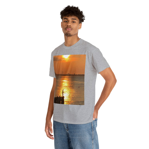 Fishing at Sunset Unisex Heavy Cotton Tee