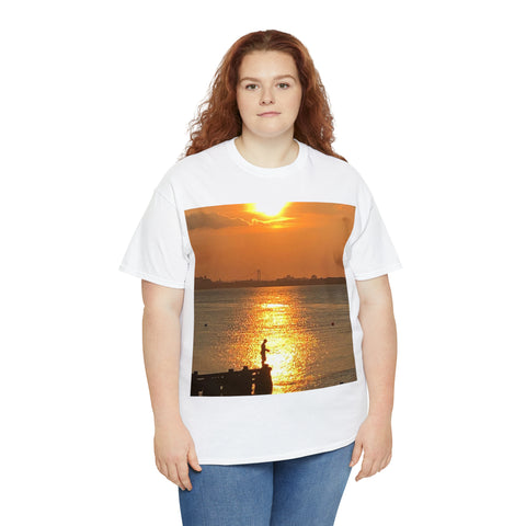 Fishing at Sunset Unisex Heavy Cotton Tee