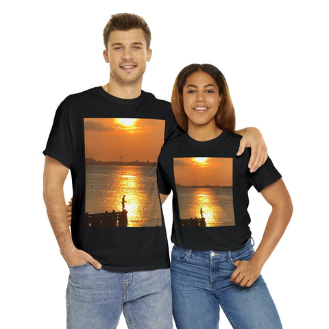 Fishing at Sunset Unisex Heavy Cotton Tee