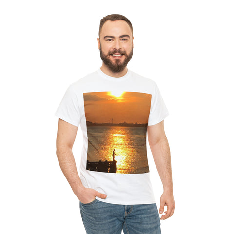 Fishing at Sunset Unisex Heavy Cotton Tee