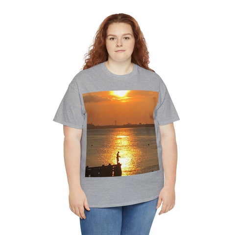 Fishing at Sunset Unisex Heavy Cotton Tee