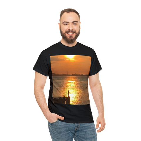 Fishing at Sunset Unisex Heavy Cotton Tee