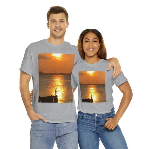 Fishing at Sunset Unisex Heavy Cotton Tee