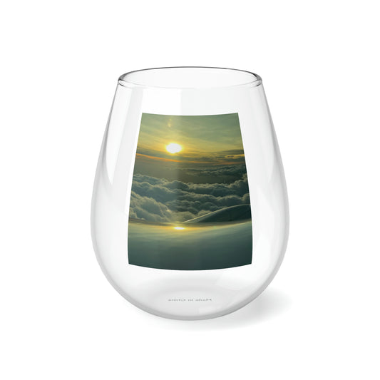 Green Sunset Stemless Wine Glass, 11.75oz