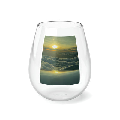 Green Sunset Stemless Wine Glass, 11.75oz