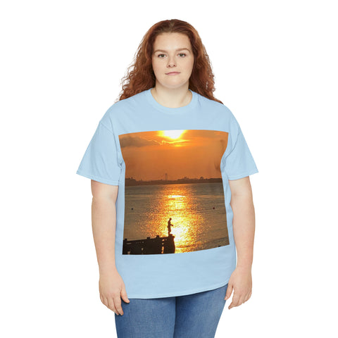 Fishing at Sunset Unisex Heavy Cotton Tee