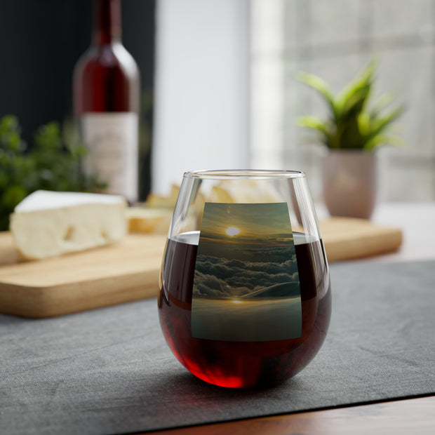 Green Sunset Stemless Wine Glass, 11.75oz