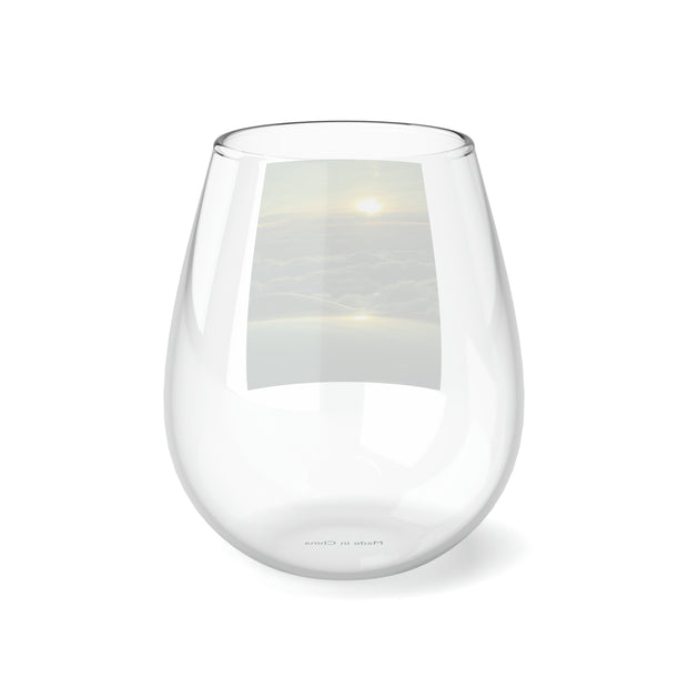 Green Sunset Stemless Wine Glass, 11.75oz