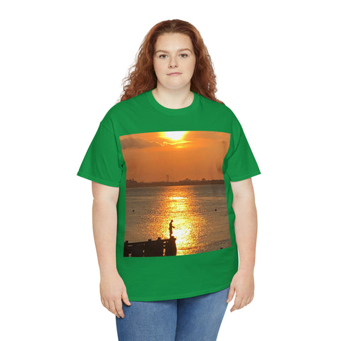 Fishing at Sunset Unisex Heavy Cotton Tee