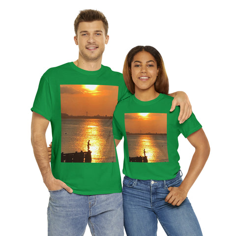 Fishing at Sunset Unisex Heavy Cotton Tee