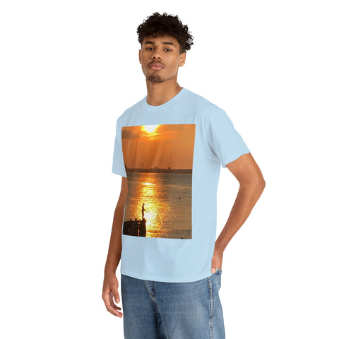 Fishing at Sunset Unisex Heavy Cotton Tee