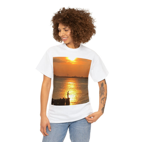 Fishing at Sunset Unisex Heavy Cotton Tee