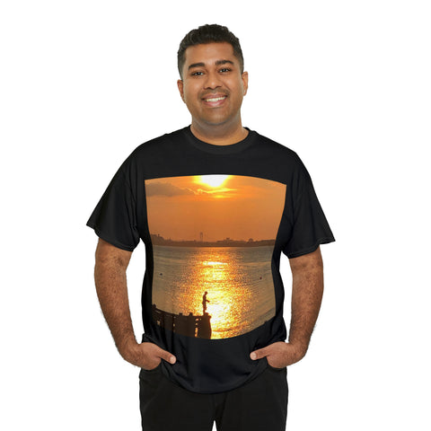 Fishing at Sunset Unisex Heavy Cotton Tee